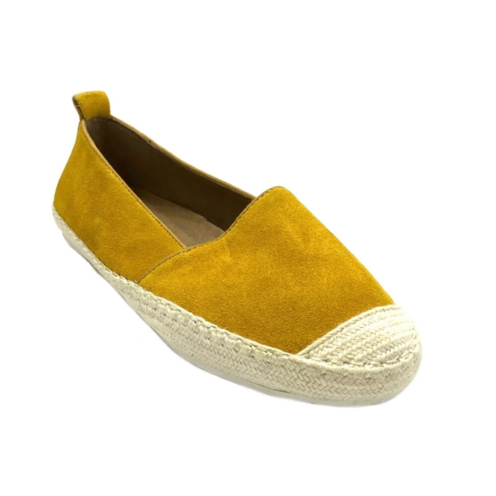 Aqua College Flats Women Size 6.5M Mustard Waterproof Leather Espadrille